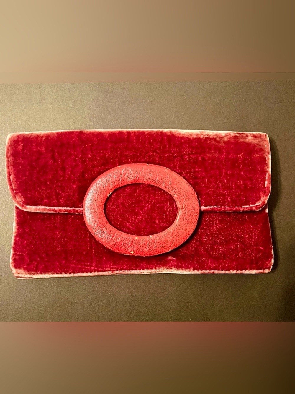 Shiraleah Burgundy Velvet Ring Clutch Paisley Interior Handmade 9”
